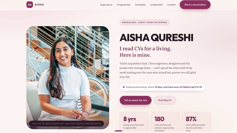 AISHA QURESHI template preview