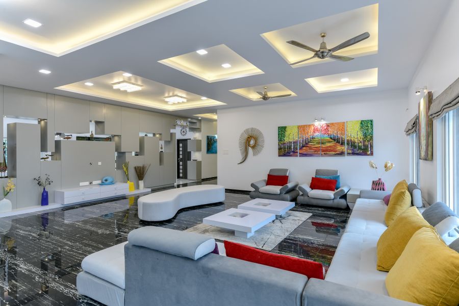 An elegant living and dining room with luxurious decor in a Mumbai home