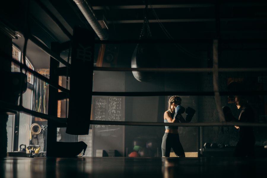 Two boxers sparring in the FORGE combat zone
