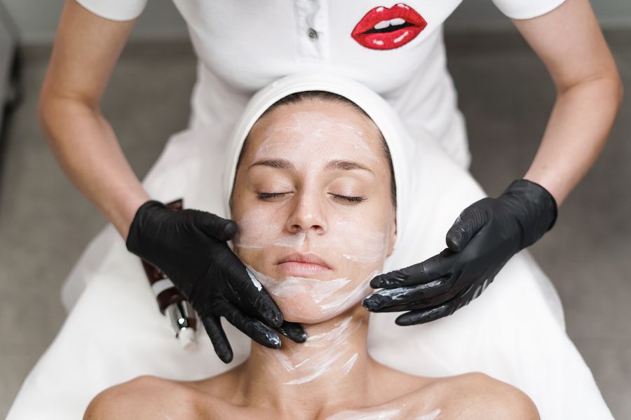 A facial mask being applied during a Kaaya glow facial