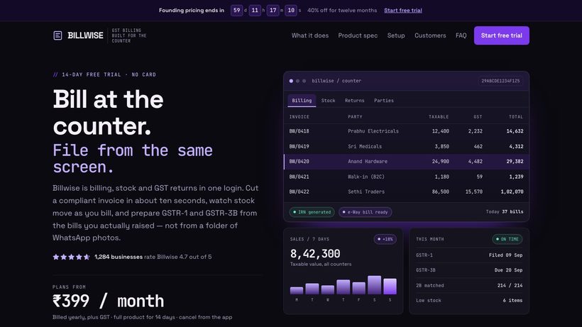 BILLWISE template preview