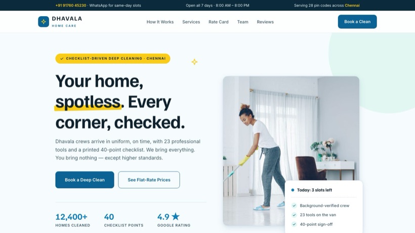 Dhavala Home Care template preview