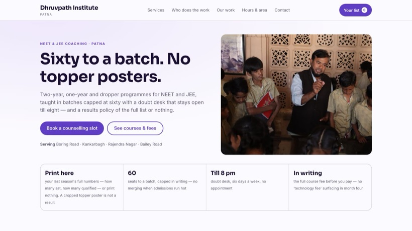 Dhruvpath Institute template preview