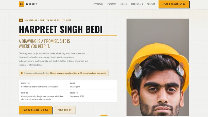 HARPREET SINGH BEDI template preview