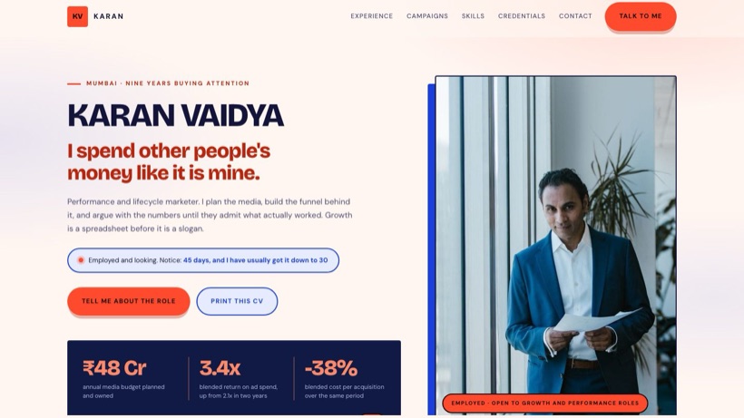 KARAN VAIDYA template preview