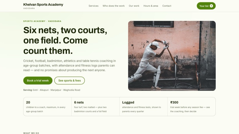 Khelvan Sports Academy template preview
