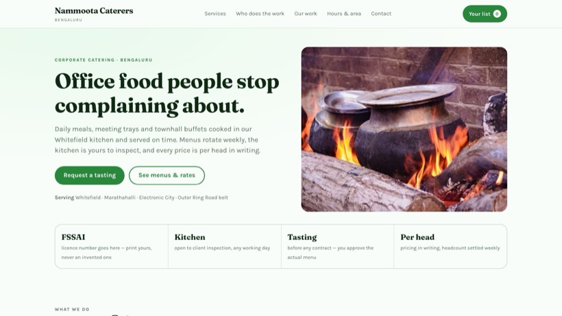 Nammoota Caterers template preview