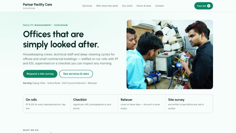 Parisar Facility Care template preview
