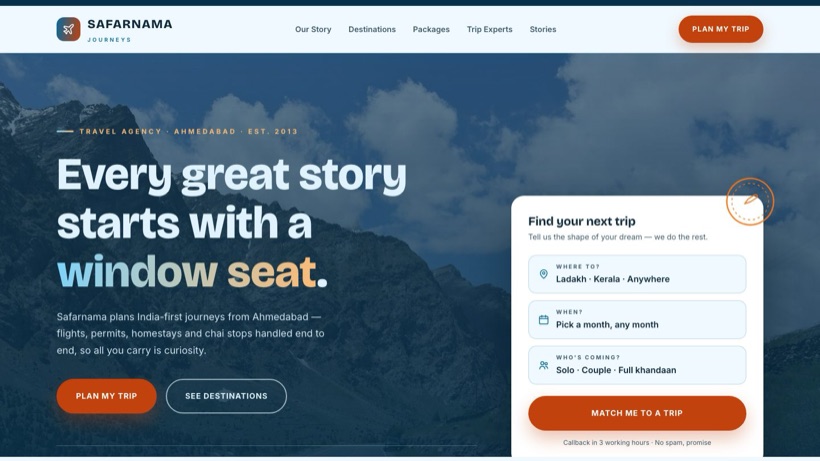 Safarnama Journeys template preview