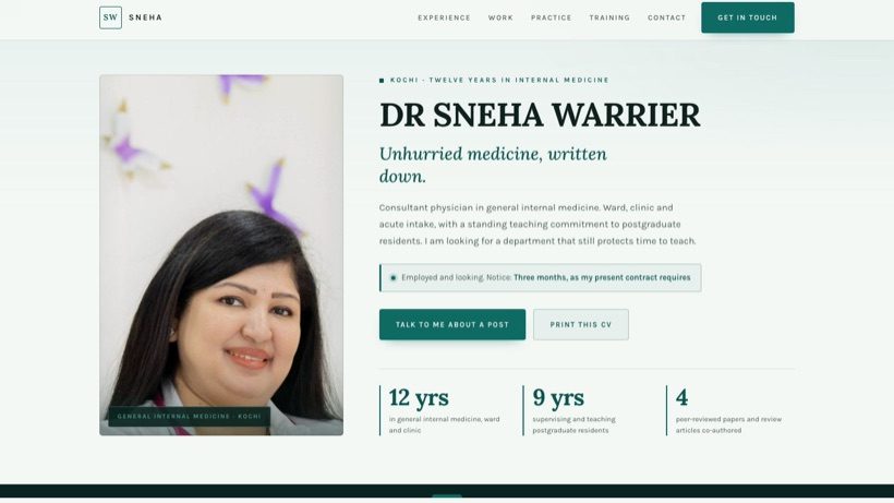 DR SNEHA WARRIER template preview