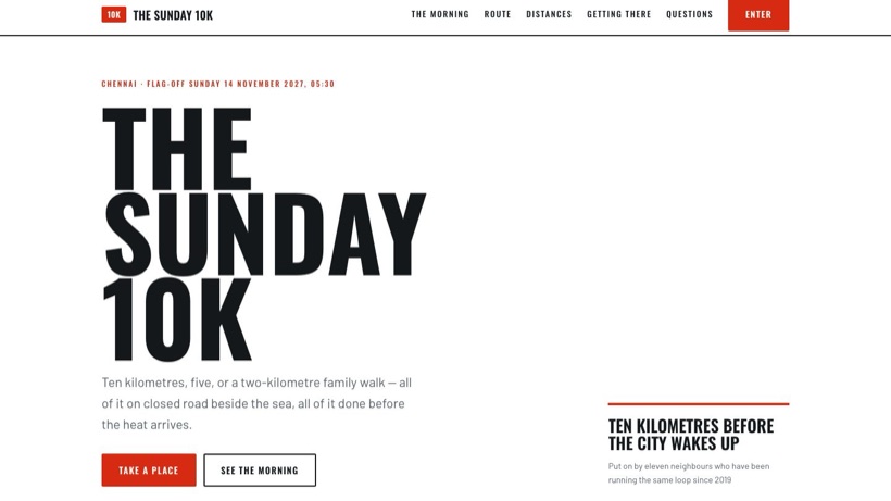 The Sunday 10K template preview