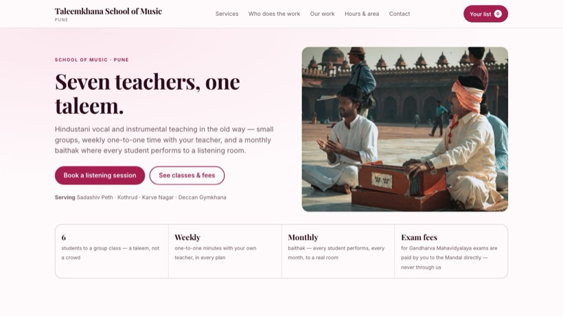 Taleemkhana School of Music template preview