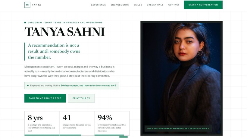 TANYA SAHNI template preview