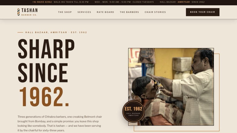 Tashan Barber Co. template preview
