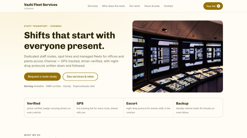 Vazhi Fleet Services template preview